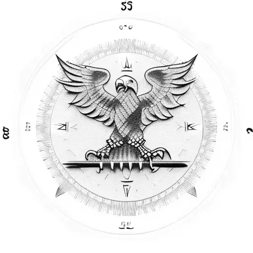 eagle American flag compass tattoo design idea