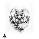 forearm sleeve of artemis and apollo in black and white with woodland theme tattoo design idea