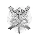 cross made of swords  tattoo design idea