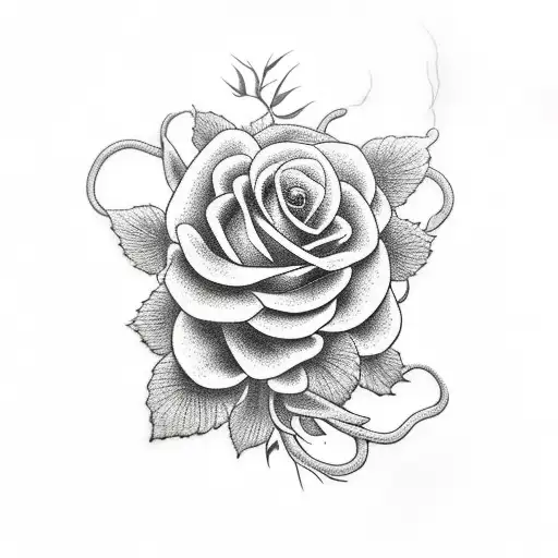 copperhead snake amidst yellow roses of texas tattoo design idea