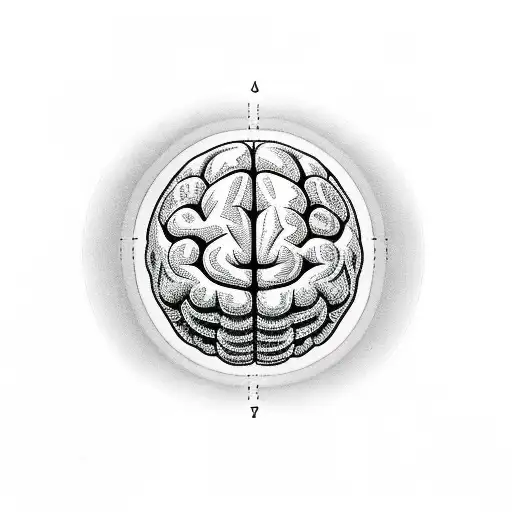 cartoon brain with pair of dumbell working out tattoo design idea