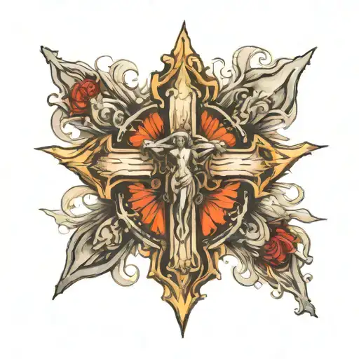 i want a full back tattoo that is related to jesus or god on a cross tattoo design idea