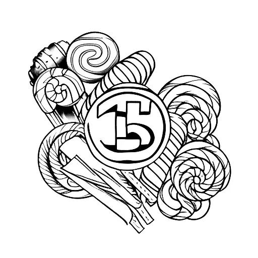 candy with number 1 and 14  tattoo design idea