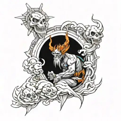 climbing out of hell towards heaven tattoo design idea