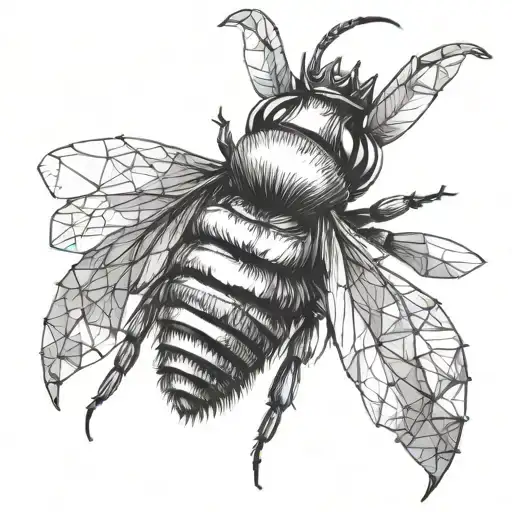 a bee with crown tattoo design idea