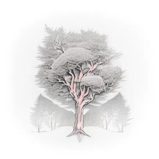 Tree music drum tattoo design idea