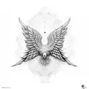 wings with raven head tattoo design idea