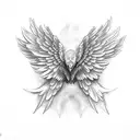 wings with raven head tattoo design idea