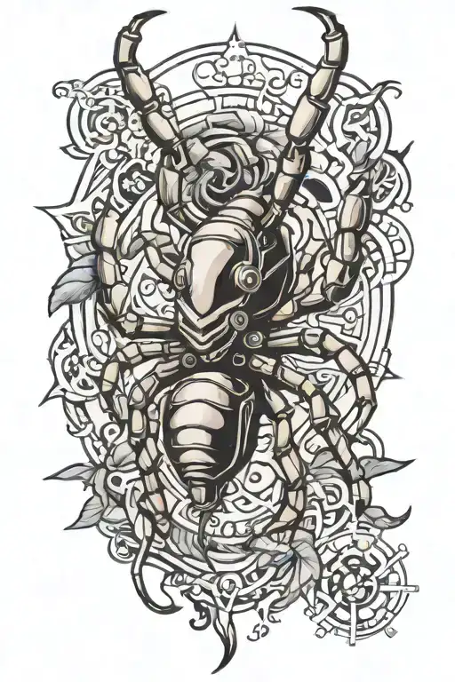 scorpion drone camera attached tattoo design idea