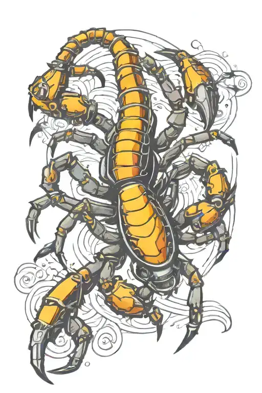 scorpion drone crashing tattoo design idea