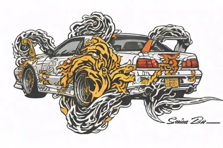 jdm car drifting nissan skyline tattoo design idea
