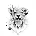 León con sombras de almas tattoo design idea