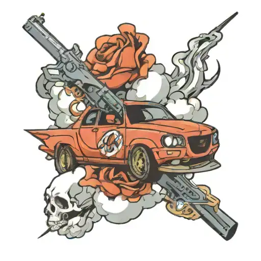 Gun Mazda Strom clouds and lightning tattoo design idea