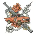 Gun Mazda Strom clouds and lightning tattoo design idea