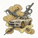 Gun Mazda Strom clouds and lightning tattoo design idea