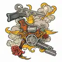 Gun Mazda Strom clouds and lightning tattoo design idea