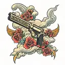 Gun Mazda Strom clouds and lightning tattoo design idea