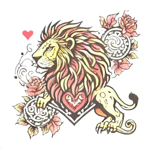 lion and heart mandalla   tattoo design idea
