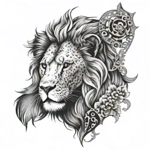 lion and heart black grey tattoo tattoo design idea