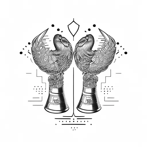 drumsticks with musical, bookish and pets symbols tattoo design idea