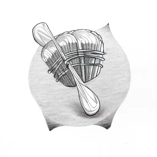 drumsticks with musical, bookish and pets symbols tattoo design idea