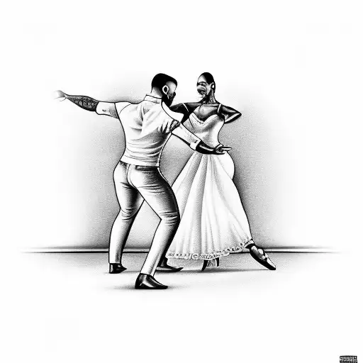 Incorporate Bachata dancers under a spotlight in a dimly lite bar  tattoo design idea