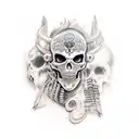 caveira surda, muda e sega tattoo design idea