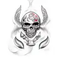 caveira surda, muda e sega tattoo design idea