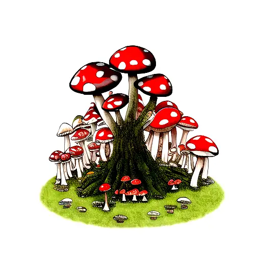 mushroom warrior tattoo design idea