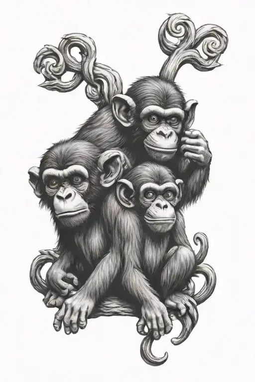 3 wise monkeys tattoo design idea