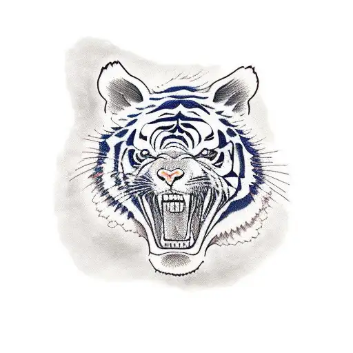 tiger climb a japannese tree tattoo design idea