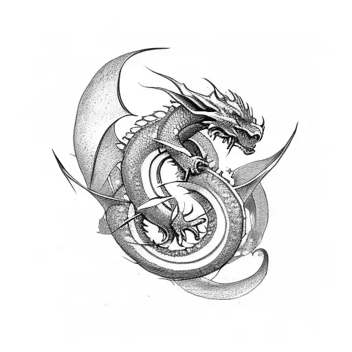 Ouroboros dragon tattoo design idea