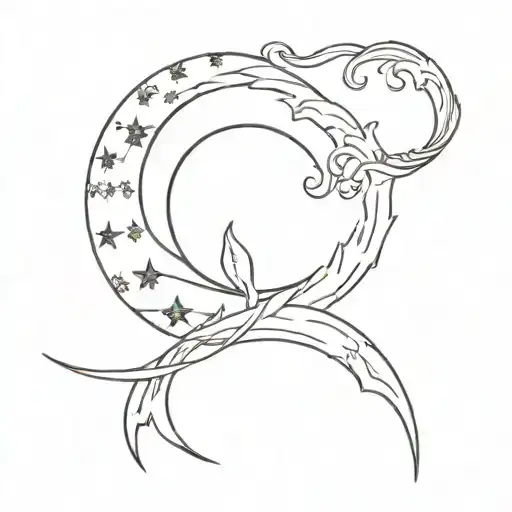 sun moon and ocean waves tattoo design idea