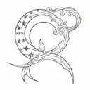 sun moon and ocean waves tattoo design idea