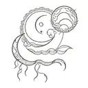 sun moon and ocean waves tattoo design idea