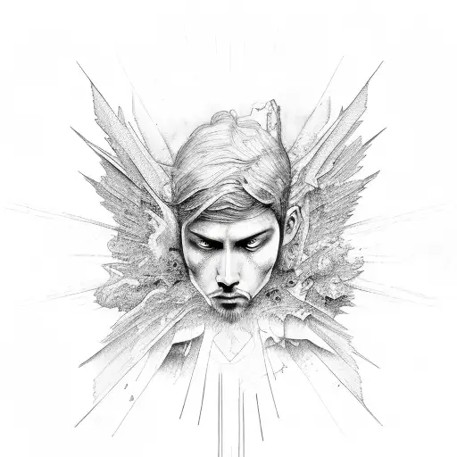 Icarus fall tattoo design idea