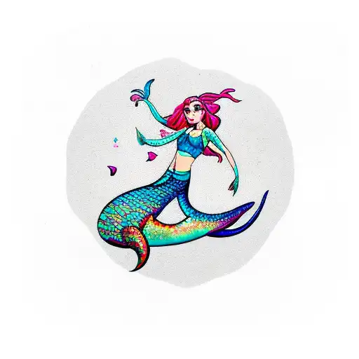 mermaid skateboard tattoo design idea