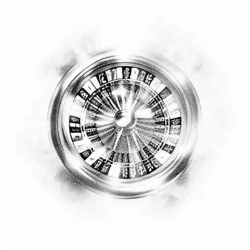 lucky number 5, roulette wheel, casino chips tattoo design idea