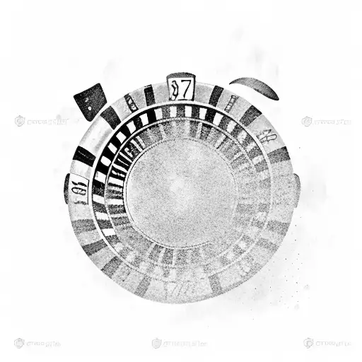 lucky number 5, roulette, chips tattoo design idea