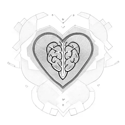 heart brain and shield tattoo design idea