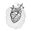 heart, brain and sword tattoo design idea