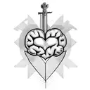 heart brain and sword tattoo design idea