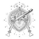 heart brain and sword tattoo design idea