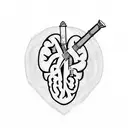 heart brain and sword tattoo design idea
