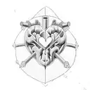 heart brain and sword tattoo design idea
