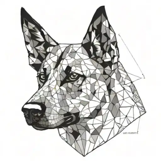 geometric belgian malinois head surrounded tattoo design idea
