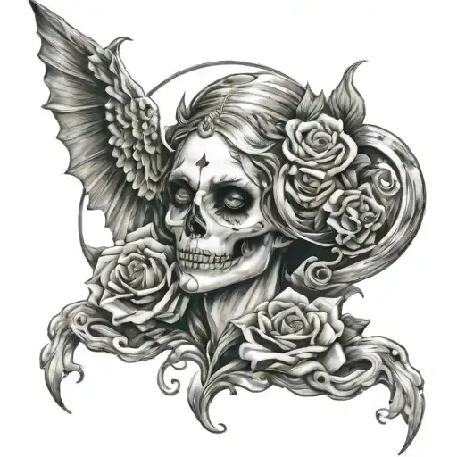 goddess death beauty dark and light  tattoo design idea