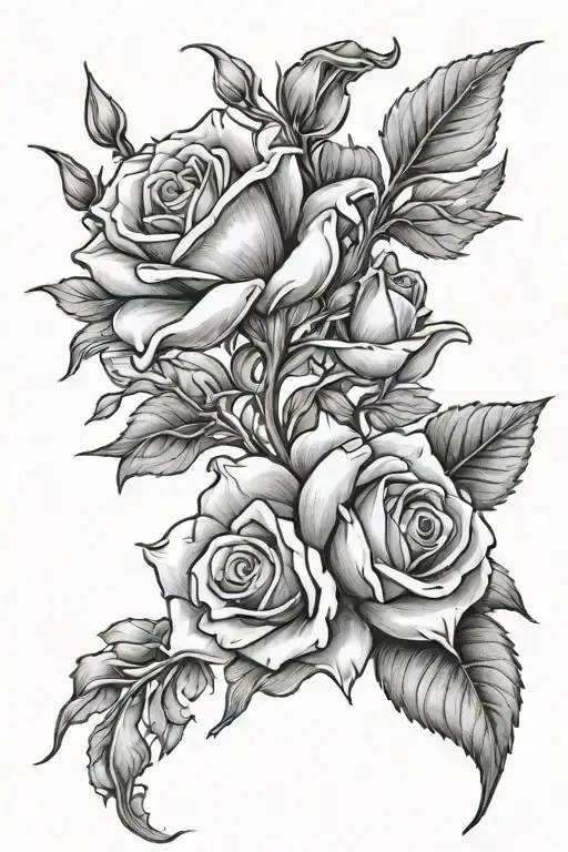 Snapdragon Flower & White Rose growing tattoo design idea