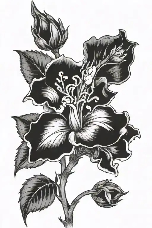 Snapdragon Flower with stem rose tattoo design idea