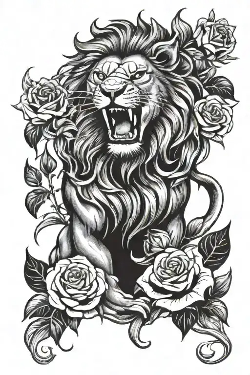 feyenoord , lion , roses , tattoo design idea